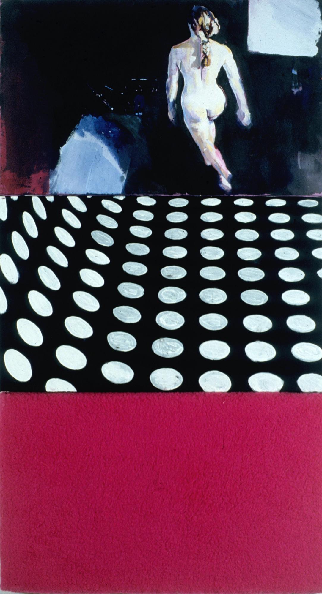 Flight 1996 - Acrylic Fur Mixed Media | Nicholas Stedman - acrylic fur art, mixed media painting, Nicholas Stedman Chorus, fleeing figure art