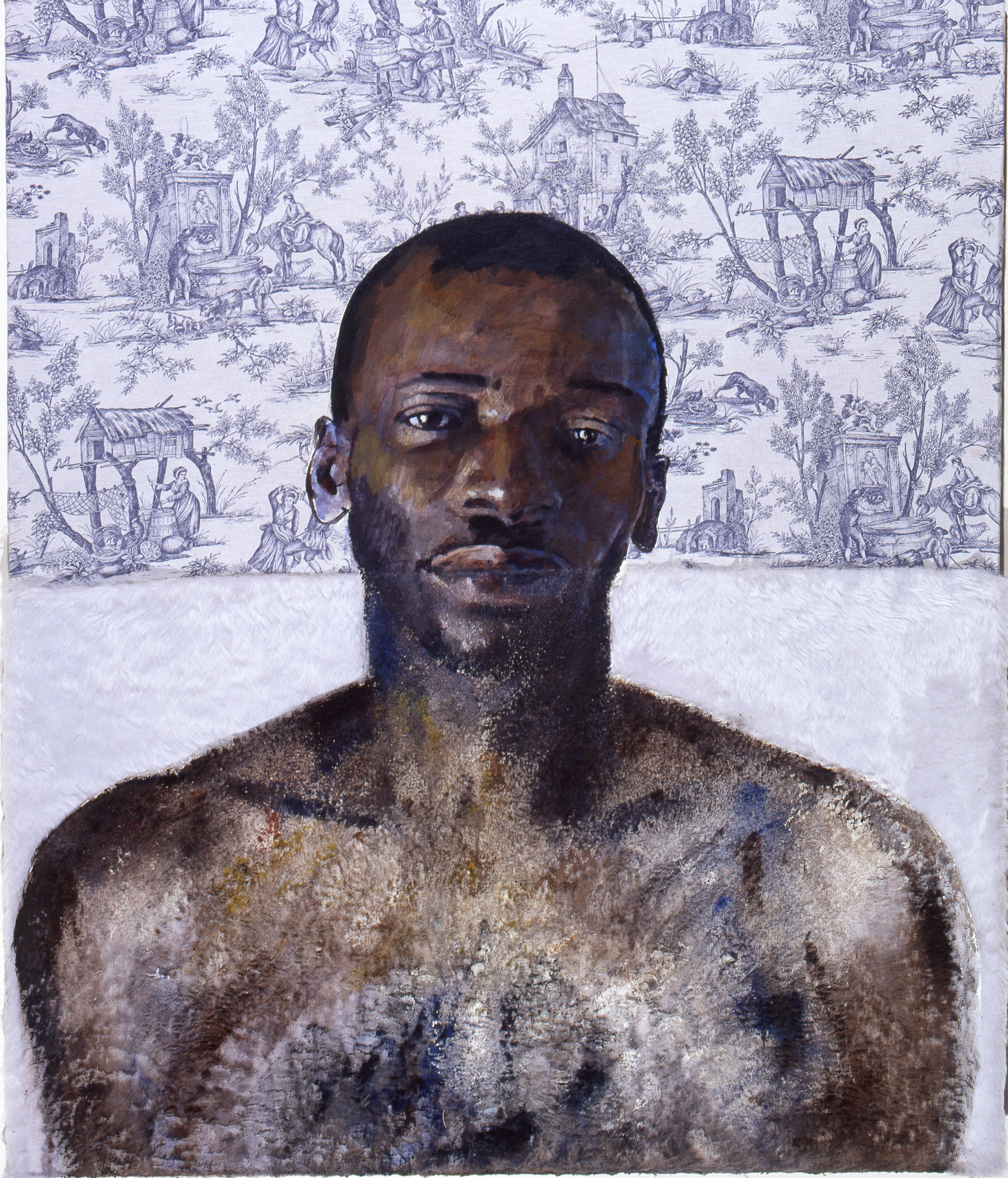 Portrait Jean-Baptiste - Toile de Jouy Art | Nicholas Stedman - Toile de Jouy painting, contemporary portrait, Nicholas Stedman Jean-Baptiste